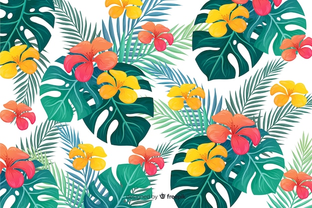 Natural background with tropical flowers