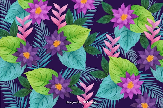 Natural background with tropical flowers