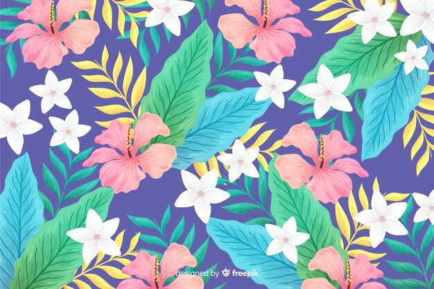 Natural background with tropical flowers