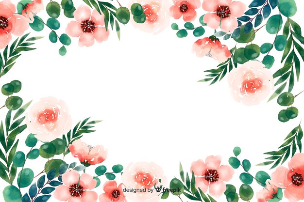 Natural background with watercolor flowers