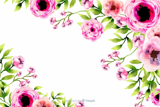 Free Vector natural background with watercolor flowers