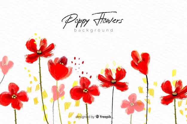 Natural background with watercolor flowers