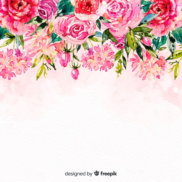 Natural background with watercolor flowers