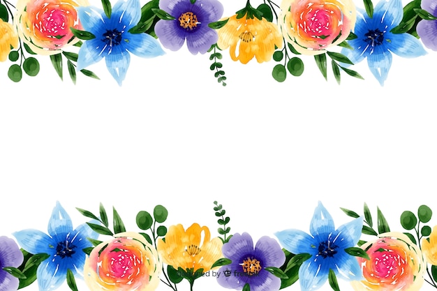 Natural background with watercolor flowers