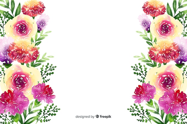 Free Vector natural background with watercolor flowers