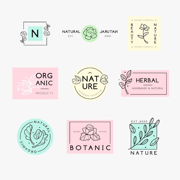 Natural business logo collection in minimal style