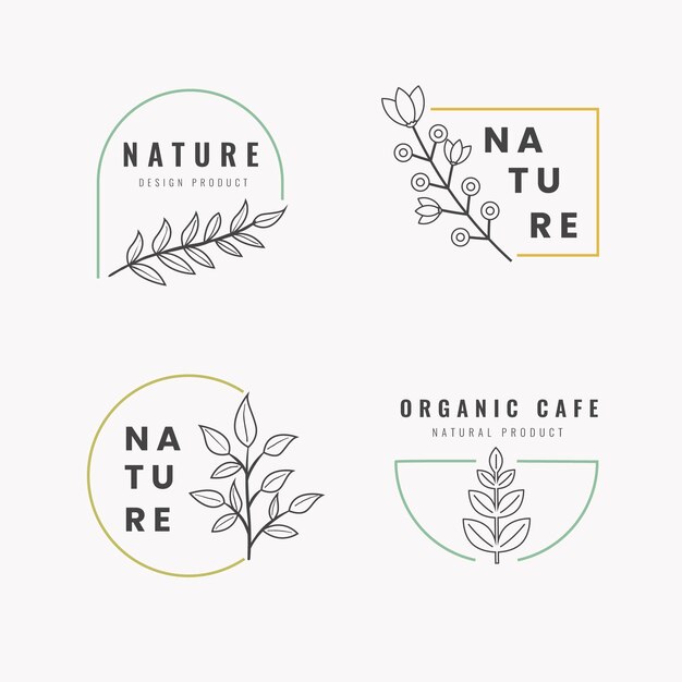 Natural business logo set template in minimal style