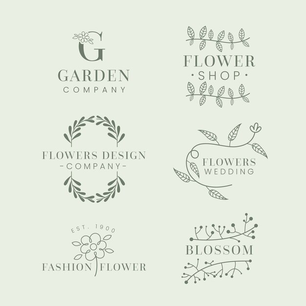 Natural business logo template collection in minimal style