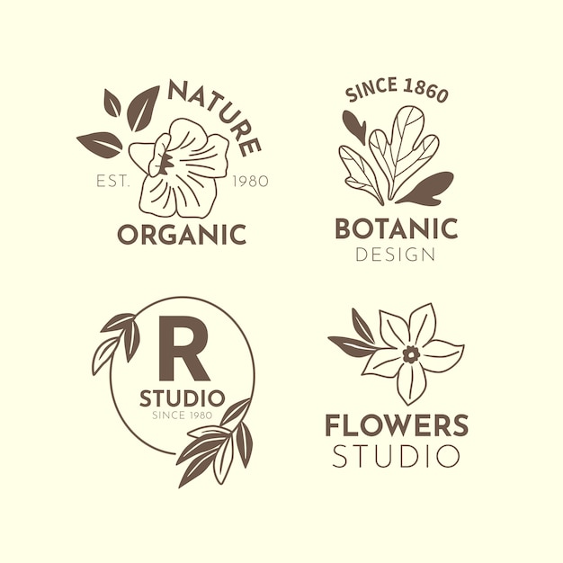 Natural business in minimal style logo collection