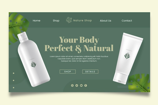 Natural cosmetic landing page template