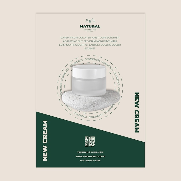 Natural cosmetic vertical flyer template