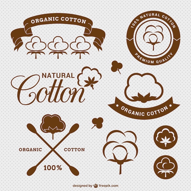 Free Vector natural cotton labels pack