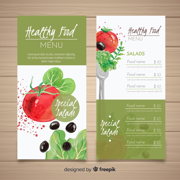 Natural food menu template