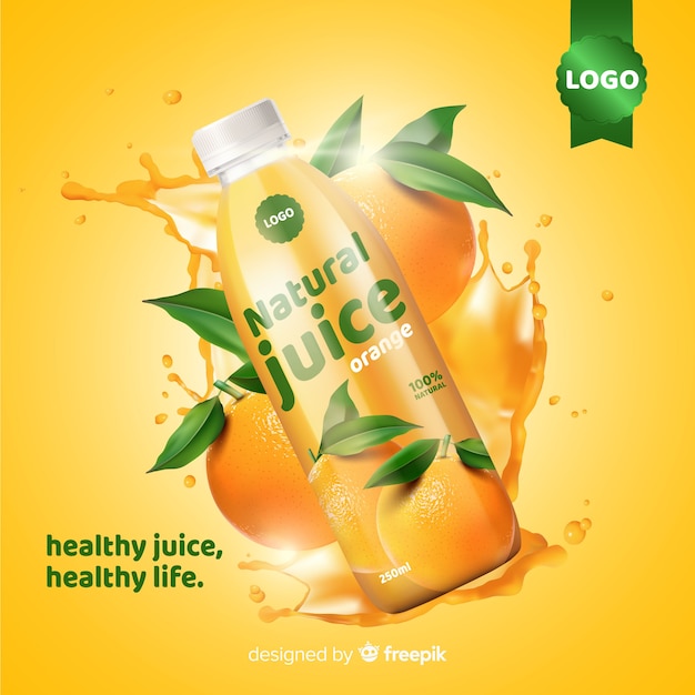 Free Vector natural juice ad