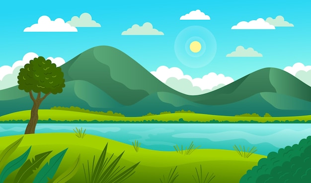 Free Vector natural landscape - background for video conferencing