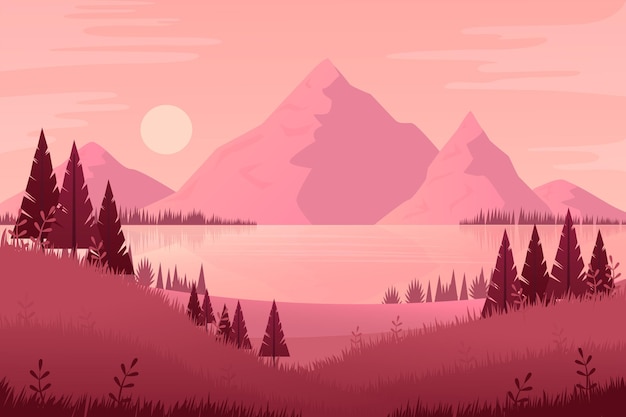 Free Vector natural landscape wallpaper for video conferencing