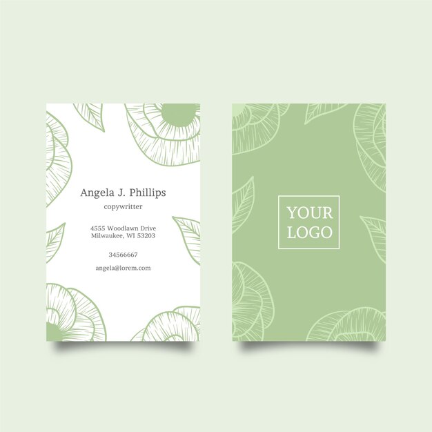 Natural motifs of leaves and flowers business card