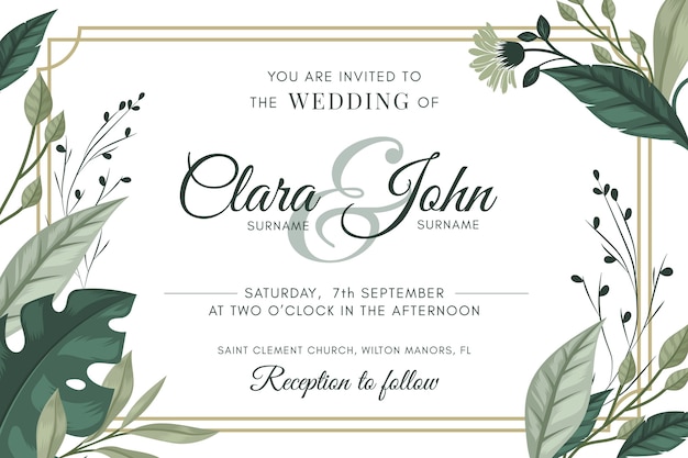 Free vector natural save the date wedding invitation