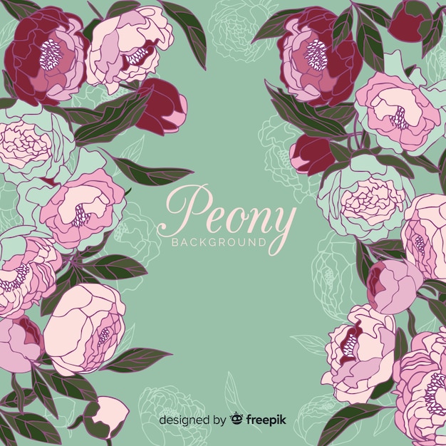 Free Vector nature background with beautiful peony flowers