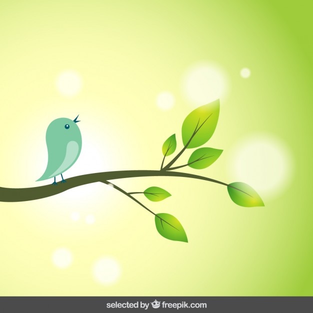 Free Vector nature background with bird on a branch