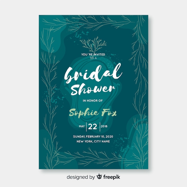 Free Vector nature bridal shower card template