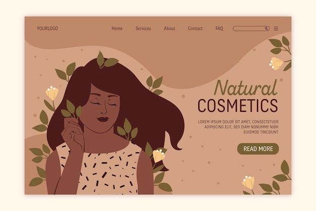 Free Vector nature cosmetics - landing page