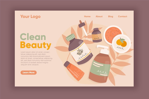 Free Vector nature cosmetics landing page