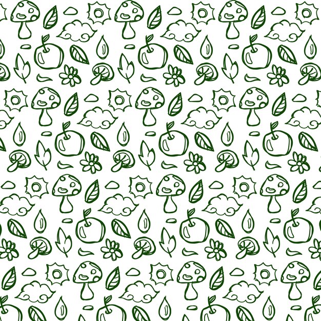 Nature doodles pattern