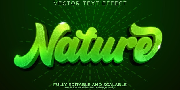 Free Vector nature green text effect editable organic badge and farm text style