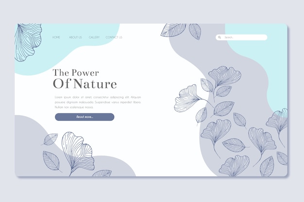 Nature hand drawn landing page template