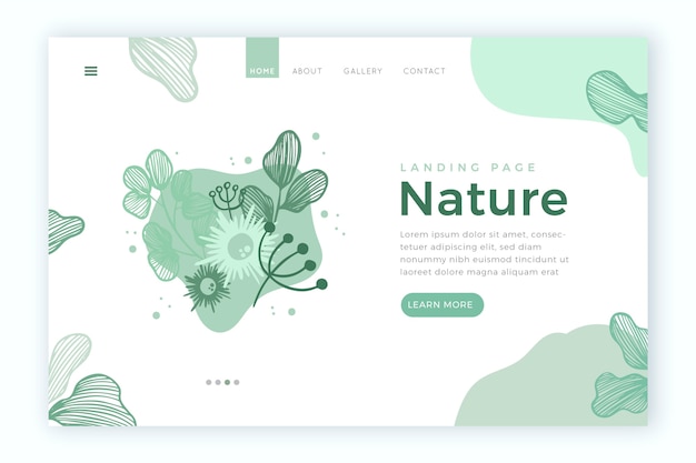 Free Vector nature hand-drawn landing page template