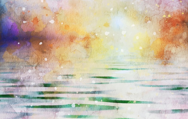 Free vector nature lake watercolor background