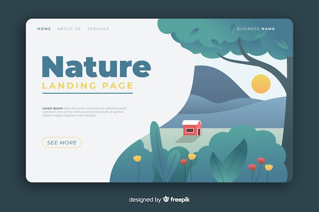 Nature landing page flat design