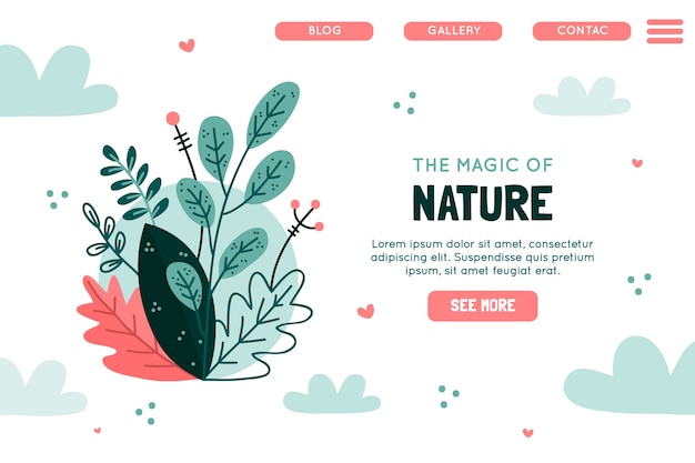 Free Vector nature landing page hand drawn template