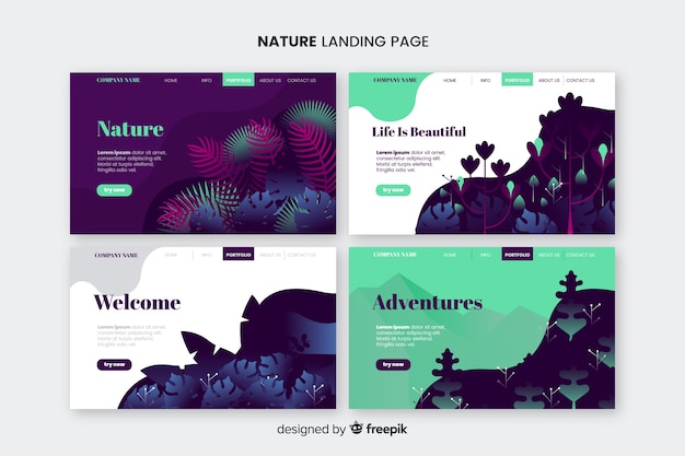 Free Vector nature landing page pack