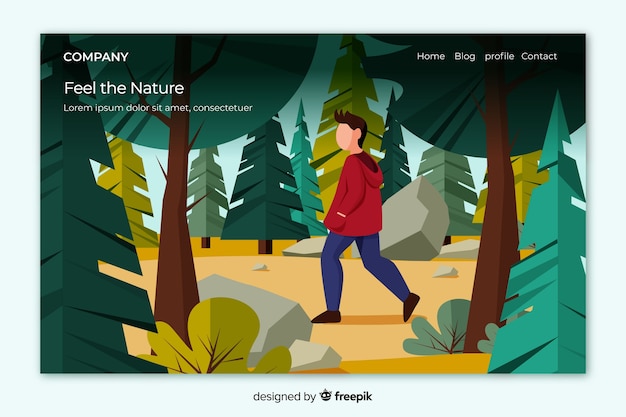 Free Vector nature landing page with landscape