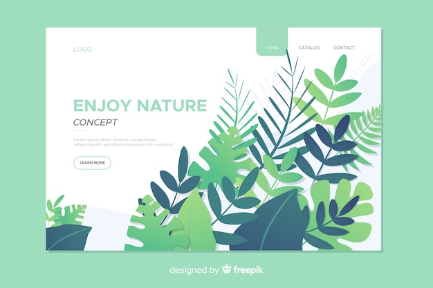 Nature landing page with leaves