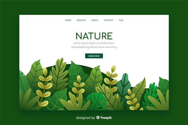 Nature landing page with leaves