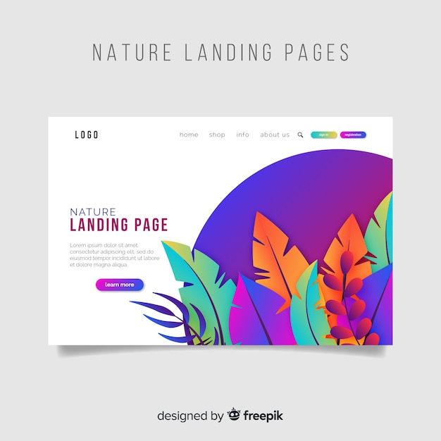 Free vector nature landing page