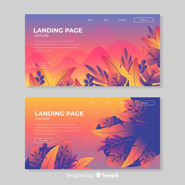 Free Vector nature landing page