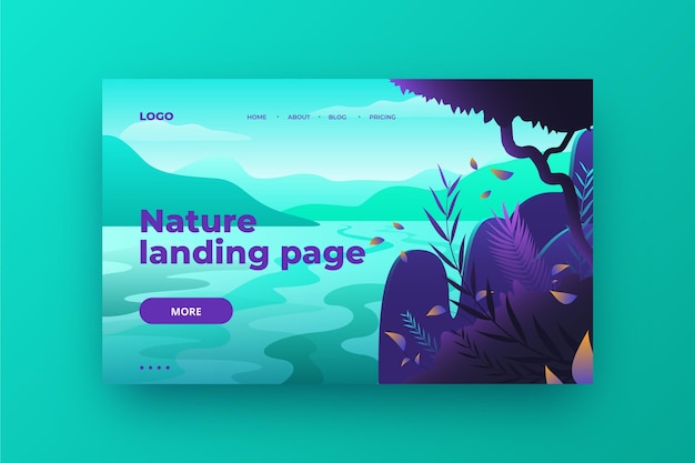 Free vector nature landing pages template