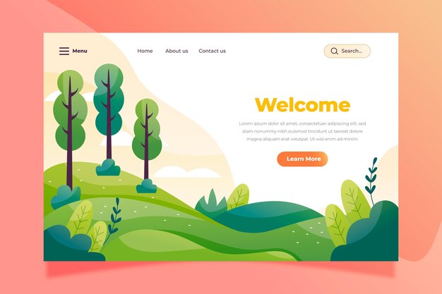 Nature landscape landing page template