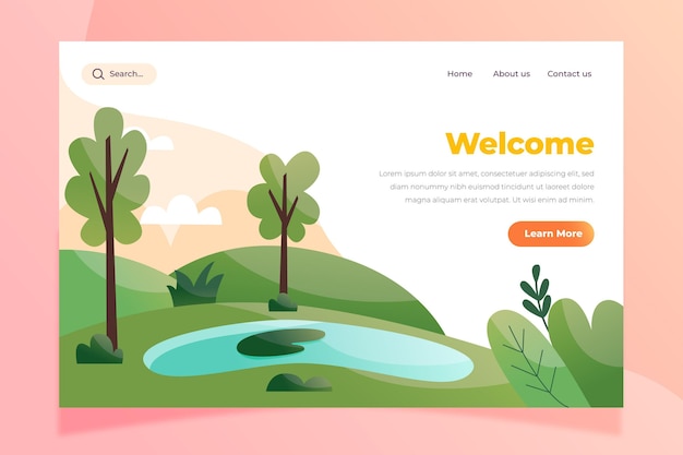 Nature landscape landing page template