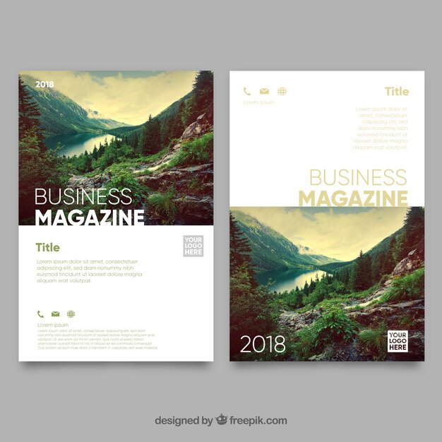 Nature magazine cover template with photo