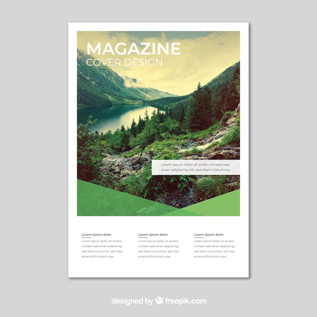 Nature magazine cover template with photo