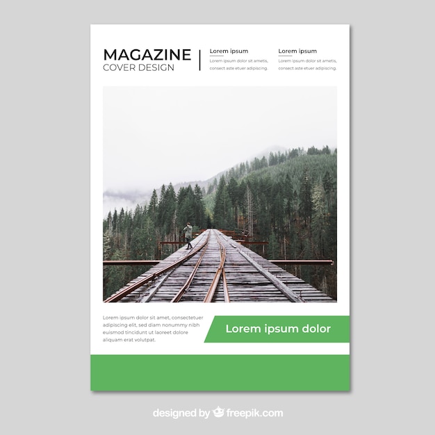 Nature magazine cover template with photo