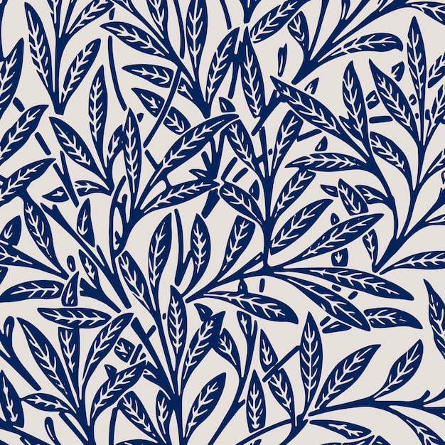 Nature ornament seamless blue pattern background