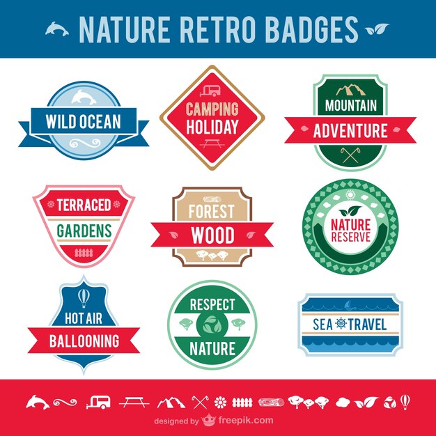 Nature retro badges