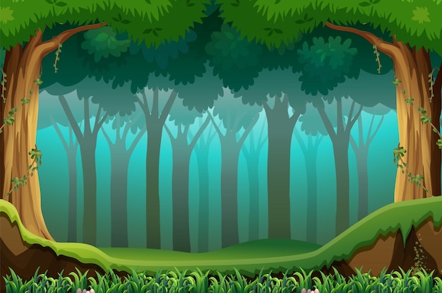 Free Vector nature scene with many trees