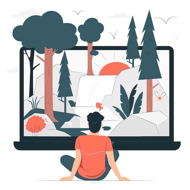 Free Vector nature on screen concept illustration